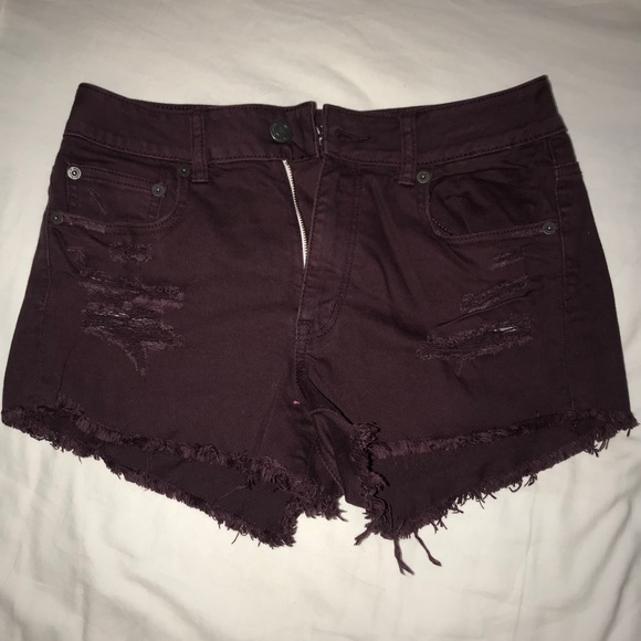 American Eagle Maroon high waisted jean shorts - Picture 1 of 2